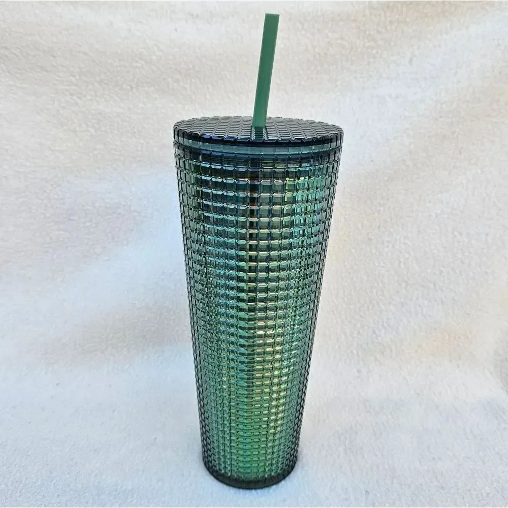 Starbucks Green Rainforest Grid Iridescent Tumbler 24oz